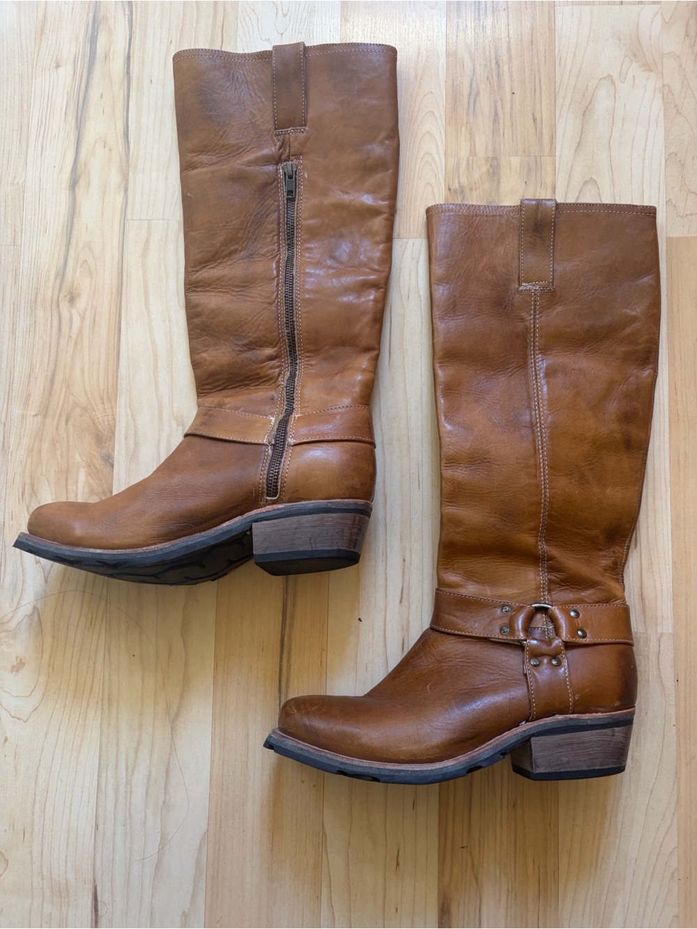 Freebird Wagner Tall Harness Boots Moto Cognac Wheat Brown 10